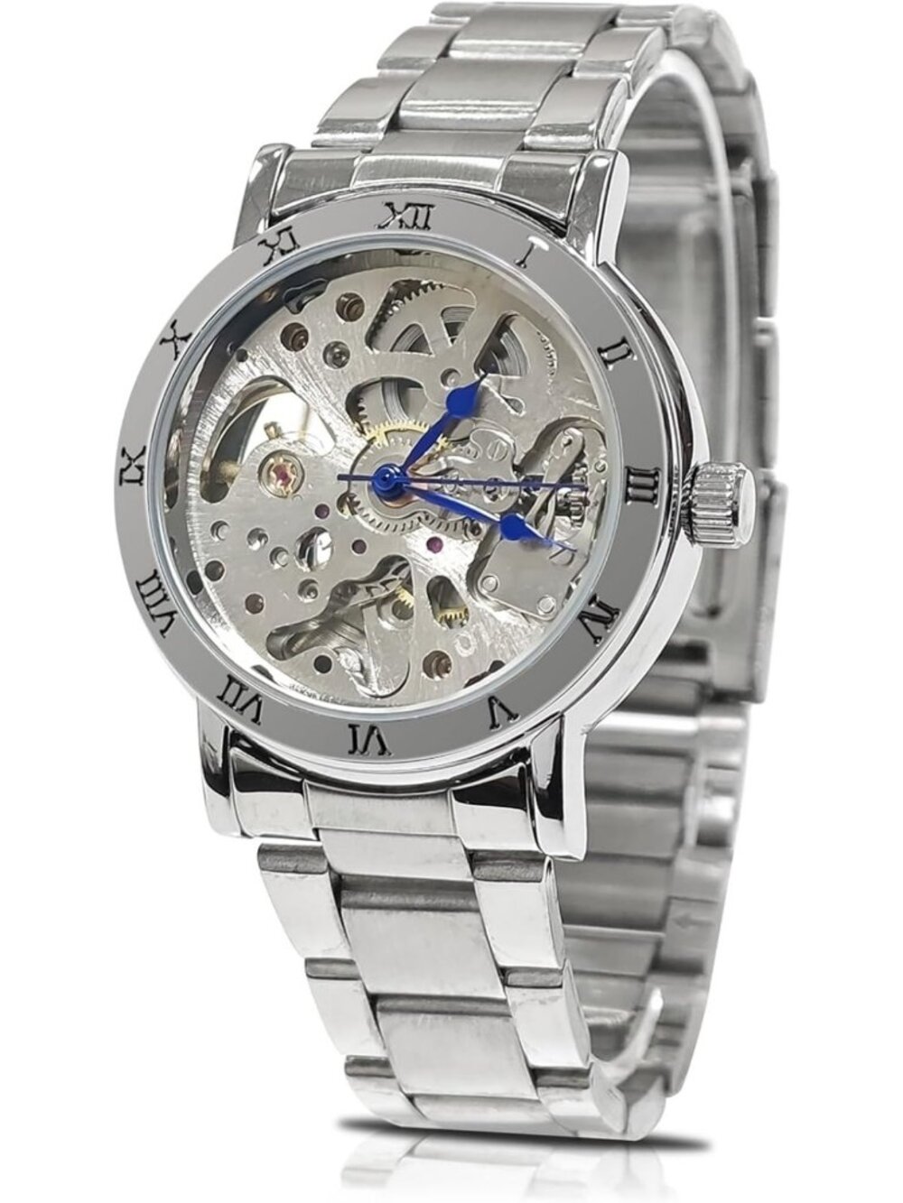 Steampunk Self-Winding Mechanical Women's Watch - Silver Bracelet, Automatic